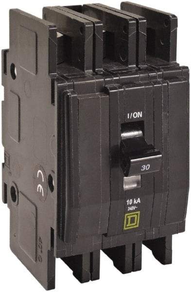 Square D - 20 Amp, 240 VAC, 3 Pole, DIN Rail Mounted, Flush Mount, Surface Mount Miniature Circuit Breaker - Thermal Magnetic Trip, 10 kA at 120/240 VAC Breaking Capacity, 14-2 (Aluminum), 14-2 (Copper) AWG, 74mm Deep x 103mm High x 19mm Wide - Americas Industrial Supply