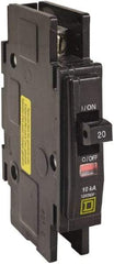 Square D - 15 Amp, 120/240 VAC, 1 Pole, DIN Rail Mounted, Flush Mount, Surface Mount Miniature Circuit Breaker - Thermal Magnetic Trip, 10 kA at 120/240 VAC Breaking Capacity, 14-2 (Aluminum), 14-2 (Copper) AWG, 74mm Deep x 103mm High x 19mm Wide - Americas Industrial Supply
