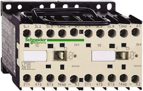 Schneider Electric - 3 Pole, 24 Coil VDC, 6 Amp at 440 VAC, Reversible IEC Contactor - BS 5424, CSA, IEC 60947, NF C 63-110, RoHS Compliant, UL Listed, VDE 0660 - Americas Industrial Supply