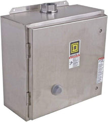 Square D - 110 Coil VAC at 50 Hz, 120 Coil VAC at 60 Hz, 45 Amp, NEMA Size 2, Reversible Enclosed Enclosure NEMA Motor Starter - 3 Phase hp: 10 at 200 VAC, 15 at 230 VAC, 25 at 460 VAC, 25 at 575 VAC, 4x Enclosure Rating - Americas Industrial Supply