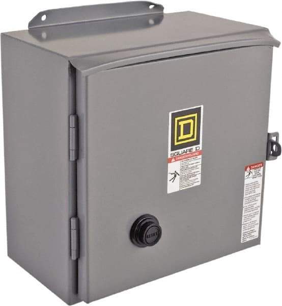 Square D - 440 Coil VAC at 50 Hz, 480 Coil VAC at 60 Hz, 18 Amp, Reversible Enclosed Enclosure NEMA Motor Starter - 3 Phase hp: 3 at 200 VAC, 3 at 230 VAC, 5 at 460 VAC, 5 at 575 VAC, 12 Enclosure Rating - Americas Industrial Supply