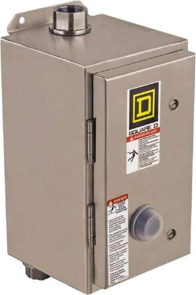 Square D - 208 Coil VAC at 60 Hz, 27 Amp, NEMA Size 1, Nonreversible Enclosed Enclosure NEMA Motor Starter - 3 Phase hp: 10 at 460 VAC, 10 at 575 VAC, 7-1/2 at 200 VAC, 7-1/2 at 230 VAC, 4x Enclosure Rating - Americas Industrial Supply