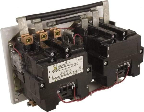 Square D - 3 Pole, 220 Coil VAC at 50 Hz, 240 Coil VAC at 60 Hz, 135 Amp NEMA Contactor - Open Enclosure, 50 Hz at 220 VAC and 60 Hz at 240 VAC - Americas Industrial Supply