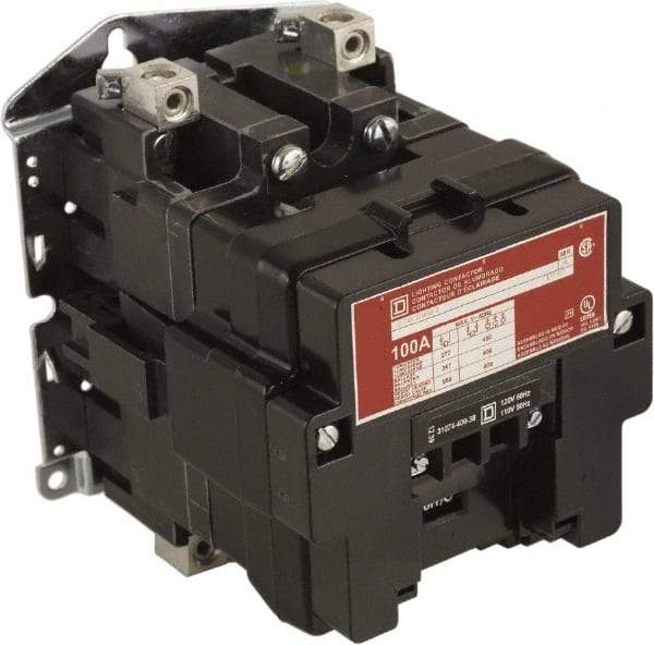 Square D - No Enclosure, 2 Pole, Electrically Held Lighting Contactor - 100 A (Tungsten), 24 VAC at 60 Hz - Americas Industrial Supply