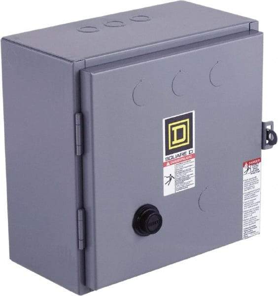 Square D - 110 Coil VAC at 50 Hz, 120 Coil VAC at 60 Hz, 27 Amp, NEMA Size 1, Reversible Enclosed Enclosure NEMA Motor Starter - 10 hp at 1 Phase, 1 Enclosure Rating - Americas Industrial Supply