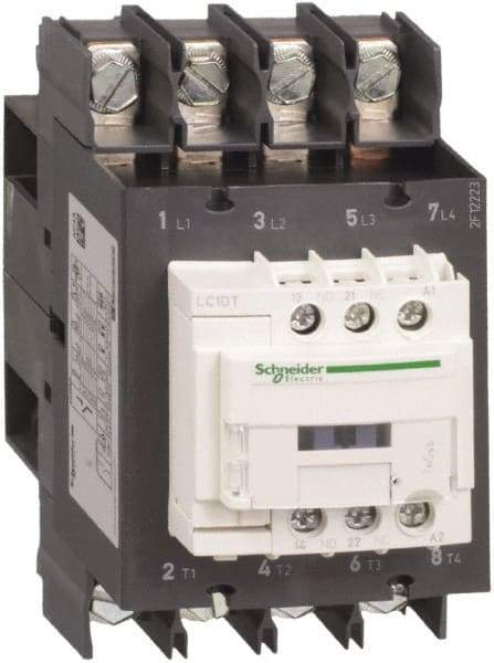 Schneider Electric - 4 Pole, 24 Coil VDC, 80 Amp at 440 VAC, Nonreversible IEC Contactor - Bureau Veritas, CCC, CSA, CSA C22.2 No. 14, DNV, EN/IEC 60947-4-1, EN/IEC 60947-5-1, GL, GOST, LROS, RINA, UL 508, UL Listed - Americas Industrial Supply