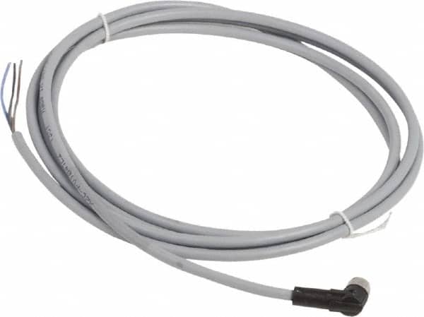 Telemecanique Sensors - 3 Amp, M8 4 Pin Elbowed Female Cordset Sensor and Receptacle - 60 VAC, 75 VDC, 2m Cable Length, IP67 Ingress Rating - Americas Industrial Supply