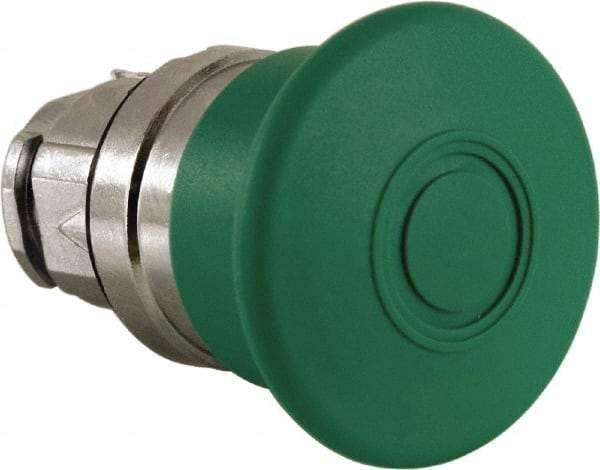 Schneider Electric - 22mm Mount Hole, Extended Mushroom Head, Pushbutton Switch Only - Round, Green Pushbutton, Nonilluminated, Maintained (MA) - Americas Industrial Supply