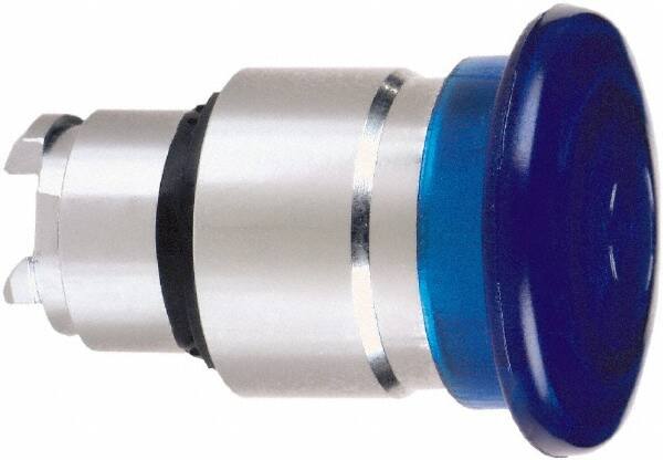 Schneider Electric - 22mm Mount Hole, Extended Mushroom Head, Pushbutton Switch Only - Round, Blue Pushbutton, Nonilluminated, Maintained (MA) - Americas Industrial Supply