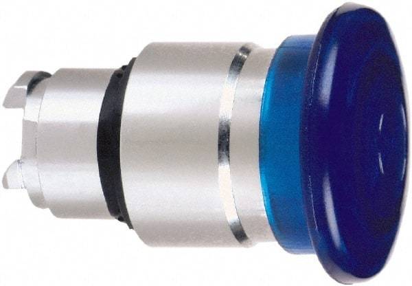 Schneider Electric - 22mm Mount Hole, Extended Mushroom Head, Pushbutton Switch Only - Round, Blue Pushbutton, Nonilluminated, Momentary (MO) - Americas Industrial Supply