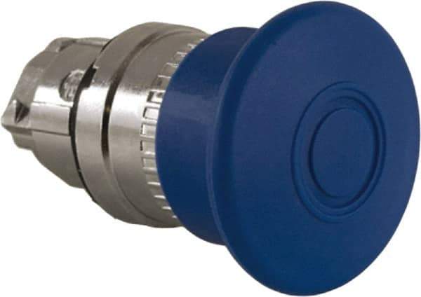 Schneider Electric - 22mm Mount Hole, Extended Mushroom Head, Pushbutton Switch Only - Round, Blue Pushbutton, Nonilluminated, Maintained (MA) - Americas Industrial Supply