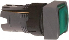 Schneider Electric - 16mm Mount Hole, Flush, Pushbutton Switch Only - Square, Green Pushbutton, Illuminated, Momentary (MO), Vibration Resistant - Americas Industrial Supply