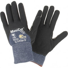 ATG - Size L, ANSI Cut Lvl A3, Cut Resistant Gloves - Palm, Fingers & Knuckles Coated, Blue/Black - Americas Industrial Supply