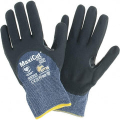 ATG - Size XL, ANSI Cut Lvl A3, Cut Resistant Gloves - Palm, Fingers & Knuckles Coated, Blue/Black - Americas Industrial Supply