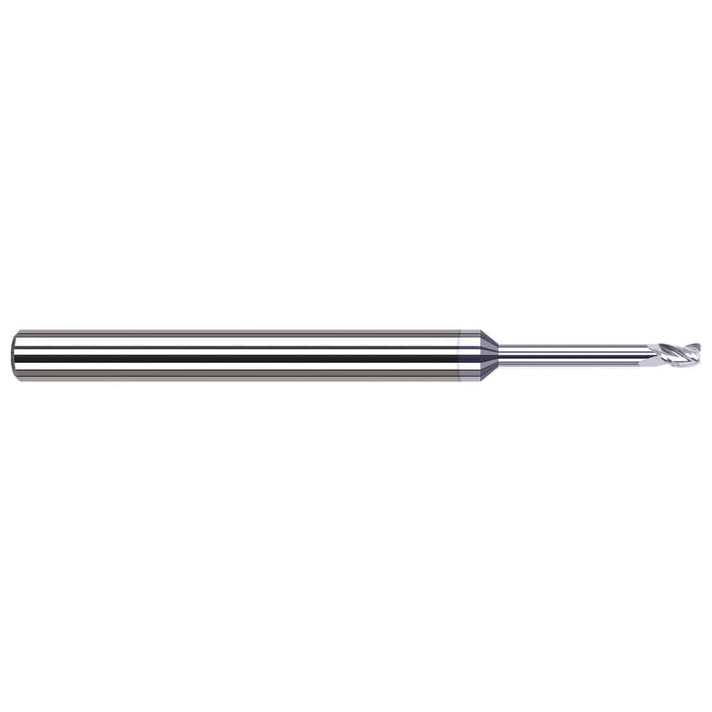 Corner Radius End Mill: 0.078″ Dia, 0.118″ LOC, 0.005″ Radius, 3 Flutes, Solid Carbide 2-1/2″ OAL, 1/8″ Shank Dia, 42 ° Helix, TiB2 Coated, Corner Radius End
