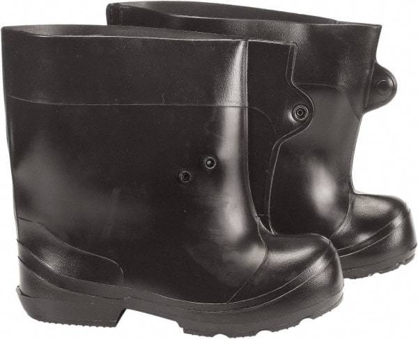 Winter Walking - Men's 6-7 (Women's 8-9) Traction Overboots - 10" High, Plain Toe, Cleated Sole, PVC Upper, Black - Americas Industrial Supply