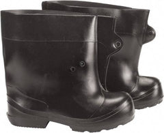 Winter Walking - Men's 6-7 (Women's 8-9) Traction Overboots - 10" High, Plain Toe, Cleated Sole, PVC Upper, Black - Americas Industrial Supply