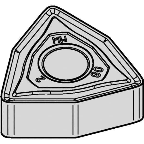 Kennametal - WNMG432 MW Grade KCPK05 Carbide Turning Insert - Al2O3 Finish, 80° Trigon, 1/2" Inscr Circle, 3/16" Thick, 1/32" Corner Radius - Americas Industrial Supply