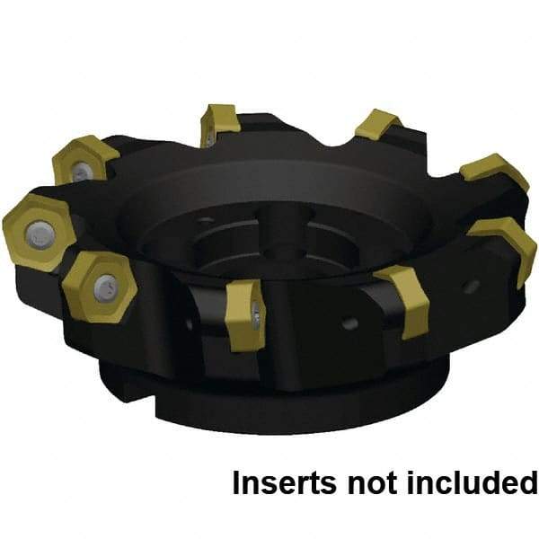 Kennametal - 4 Inserts, 80mm Cut Diam, 27mm Arbor Diam, 8mm Max Depth of Cut, Indexable Square-Shoulder Face Mill - 45° Lead Angle, 50mm High, HNPJ130720ANSNGD Insert Compatibility, Through Coolant, Series Dodeka MAX - Americas Industrial Supply