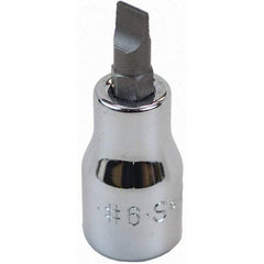 SK - Screwdriver & Drag Link Sockets - 3/8"DR #6 CHRM SLOTTED SCRDRVR SCKT BIT - Americas Industrial Supply