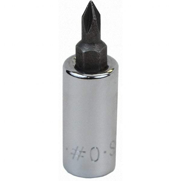 SK - Screwdriver & Drag Link Sockets - 3/8"DR #0 CHRM PHILLIPS SCRDRVR SCKT BIT - Americas Industrial Supply