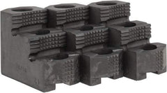 Abbott Workholding Products - 8" Max Chuck Diam Compatibility, Hard Steel 1.5mm x 60° Serrated Hard Lathe Top Jaws - 2 Steps, 14mm Groove Width, 38.1mm Wide x 80.52mm Long x 56.64mm High - Americas Industrial Supply