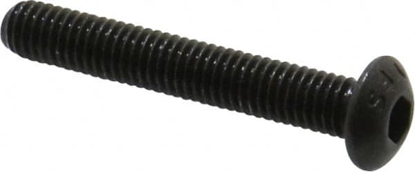 Value Collection - #10-32 UNF Hex Socket Drive, Button Screw - Alloy Steel, Black Oxide Finish, Fully Threaded, 1-1/4" Length Under Head - Americas Industrial Supply