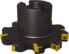 Seco - Shell Mount Connection, 1/2" Cutting Width, 0.713" Depth of Cut, 3" Cutter Diam, 1" Hole Diam, 4 Tooth Indexable Slotting Cutter - R335.18 Toolholder, LNK.. 08.. Insert, Right Hand Cutting Direction - Americas Industrial Supply