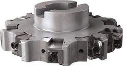 Seco - Shell Mount Connection, 1.26" Cutting Width, 1.579" Depth of Cut, 6" Cutter Diam, 1-1/2" Hole Diam, 5 Tooth Indexable Slotting Cutter - R335.25 Toolholder, XNHQ, LNHQ Insert, Right Hand Cutting Direction - Americas Industrial Supply