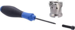 Seco - 4 Inserts, 1" Cutter Diam, 0.06" Max Depth of Cut, Indexable High-Feed Face Mill - 1/2" Arbor Hole Diam, 0.03" Keyway Width, 1.6" High, R220.21 Toolholder, 218.19-125.. Inserts, Series R220.21 - Americas Industrial Supply