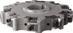 Seco - Arbor Hole Connection, 1.26" Cutting Width, 1.98" Depth of Cut, 160mm Cutter Diam, 1.5748" Hole Diam, 5 Tooth Indexable Slotting Cutter - 335.25 Toolholder, XNHQ, LNHQ Insert, Right Hand Cutting Direction - Americas Industrial Supply