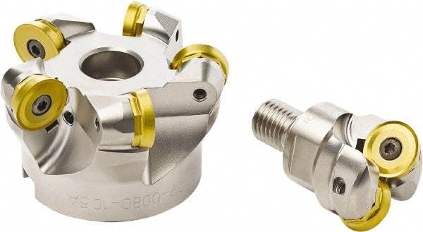 Seco - 125mm Cut Diam, 10mm Max Depth, 40mm Arbor Hole, 7 Inserts, RP.. 2006 Insert Style, Indexable Copy Face Mill - 4,000 Max RPM, 63mm High, Through Coolant - Americas Industrial Supply