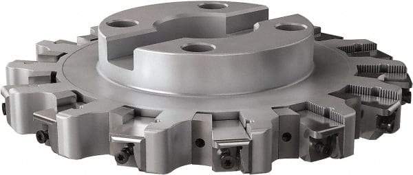 Seco - Shell Mount Connection, 0.6299" Cutting Width, 2.3228" Depth of Cut, 250mm Cutter Diam, 2.3622" Hole Diam, 14 Tooth Indexable Slotting Cutter - R335.25 Toolholder, LNHQ 1707, XNHQ 1707 Insert, Right Hand Cutting Direction - Americas Industrial Supply