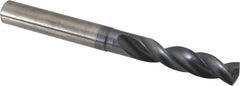 SGS - 19/64" 145° Spiral Flute Solid Carbide Screw Machine Drill Bit - TiN Finish, Right Hand Cut, 1-9/16" Flute Length, 3-1/8" OAL, Standard Point, Straight Shank - Americas Industrial Supply