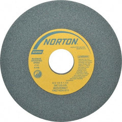 Norton - 6" Diam x 1-1/4" Hole x 1/2" Thick, I Hardness, 100 Grit Surface Grinding Wheel - Silicon Carbide, Type 1, Fine Grade, 4,140 Max RPM, Vitrified Bond, No Recess - Americas Industrial Supply