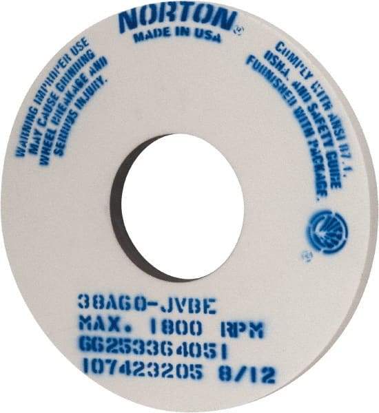 Norton - 14" Diam x 5" Hole x 1" Thick, J Hardness, 60 Grit Surface Grinding Wheel - Aluminum Oxide, Type 1, Medium Grade, 1,800 Max RPM, Vitrified Bond, No Recess - Americas Industrial Supply