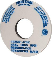 Norton - 14" Diam x 5" Hole x 1" Thick, J Hardness, 60 Grit Surface Grinding Wheel - Aluminum Oxide, Type 1, Medium Grade, 1,800 Max RPM, Vitrified Bond, No Recess - Americas Industrial Supply