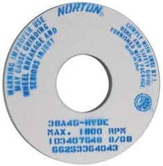 Norton - 14" Diam x 5" Hole x 1" Thick, H Hardness, 46 Grit Surface Grinding Wheel - Aluminum Oxide, Type 1, Coarse Grade, 1,800 Max RPM, Vitrified Bond, No Recess - Americas Industrial Supply