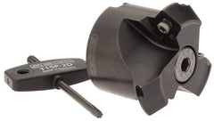Seco - 2.05" Cut Diam, 3/4" Arbor Hole, 0.28" Max Depth of Cut, 45° Indexable Chamfer & Angle Face Mill - 3 Inserts, SPMX 12T3 Insert, Right Hand Cut, 3 Flutes, Series R220.69 - Americas Industrial Supply
