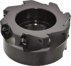 Seco - 8 Inserts, 4" Cut Diam, 1-1/2" Arbor Diam, 0.59" Max Depth of Cut, Indexable Square-Shoulder Face Mill - 0/90° Lead Angle, 1.97" High, AP.. 1604 Insert Compatibility - Americas Industrial Supply