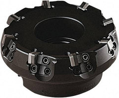 Seco - 82.3mm Cut Diam, 27mm Arbor Hole, 8mm Max Depth of Cut, 75° Indexable Chamfer & Angle Face Mill - 6 Inserts, SN.. 0903 Insert, Right Hand Cut, 6 Flutes, Series R220.74 - Americas Industrial Supply