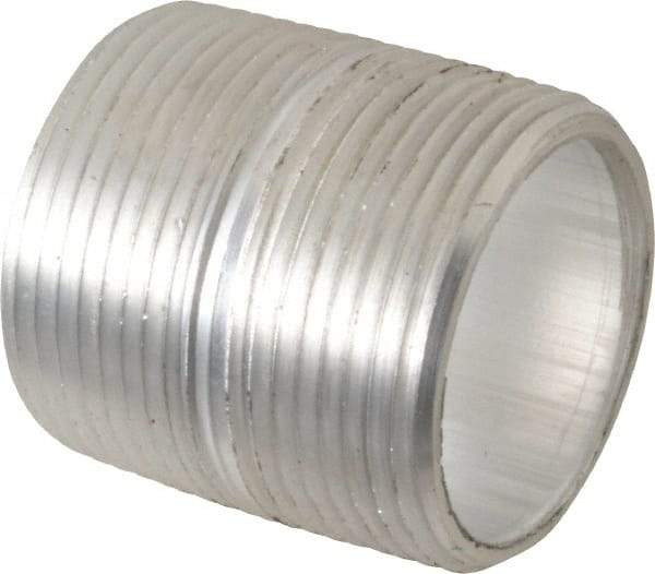 Merit Brass - 1-1/4" Pipe, 1-5/8" Long, Aluminum Pipe Nipple - Grade 6061, Threaded - Americas Industrial Supply
