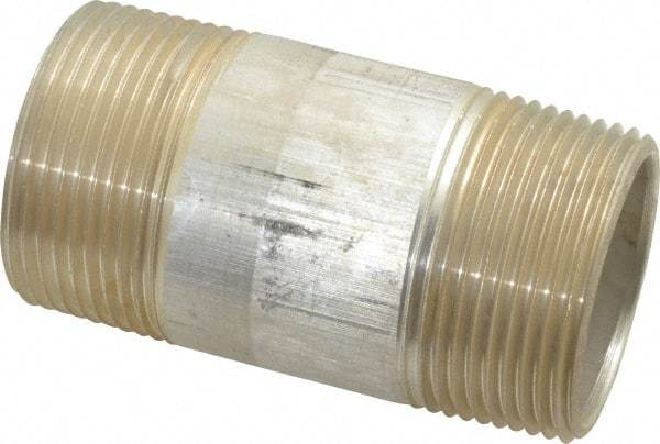 Merit Brass - 1-1/4" Pipe, 3" Long, Aluminum Pipe Nipple - Grade 6061, Threaded - Americas Industrial Supply