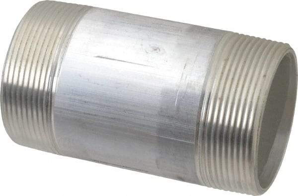Merit Brass - 2" Pipe, 4" Long, Aluminum Pipe Nipple - Grade 6061, Threaded - Americas Industrial Supply