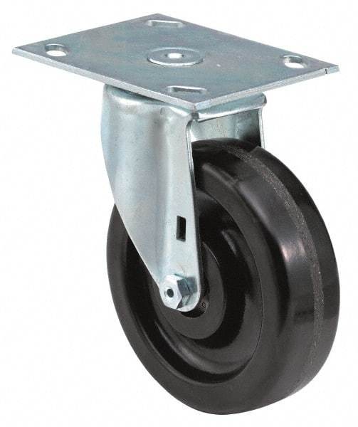 E.R. Wagner - 3" Diam x 1" Wide x 3-3/4" OAH Top Plate Mount Swivel Caster - Hard Rubber, 125 Lb Capacity, Delrin Bearing, 2-3/4 x 3-3/4" Plate - Americas Industrial Supply