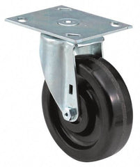 E.R. Wagner - 6" Diam x 2" Wide x 7-1/2" OAH Top Plate Mount Swivel Caster - Polyurethane, 700 Lb Capacity, Roller Bearing, 4 x 4-1/2" Plate - Americas Industrial Supply