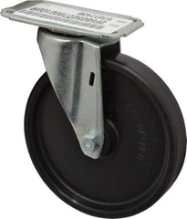 E.R. Wagner - 5" Diam x 1" Wide x 5-13/16" OAH Top Plate Mount Swivel Caster - Polyolefin, 145 Lb Capacity, Plain Bearing, 2-3/4 x 3-3/4" Plate - Americas Industrial Supply