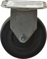 E.R. Wagner - 4" Diam x 1" Wide x 4-13/16" OAH Top Plate Mount Rigid Caster - Soft Rubber, 115 Lb Capacity, Delrin Bearing, 2-3/4 x 3-3/4" Plate - Americas Industrial Supply