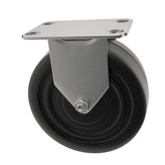 E.R. Wagner - 5" Diam x 1" Wide x 5-13/16" OAH Top Plate Mount Rigid Caster - Soft Rubber, 125 Lb Capacity, Delrin Bearing, 2-3/4 x 3-3/4" Plate - Americas Industrial Supply
