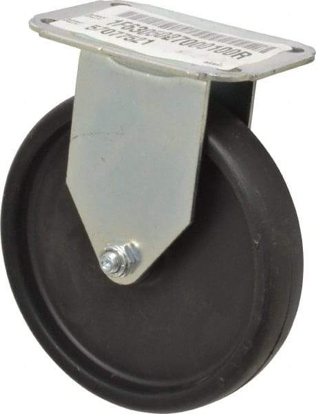 E.R. Wagner - 5" Diam x 1" Wide x 5-13/16" OAH Top Plate Mount Rigid Caster - Polyolefin, 145 Lb Capacity, Plain Bearing, 2-3/4 x 3-3/4" Plate - Americas Industrial Supply